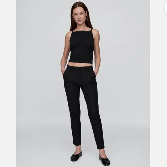 GAP Mid Rise Stretch Slim Straight Ankle Pants Black Size 4 PETITE #469007 RT$70 - Picture 1 of 16
